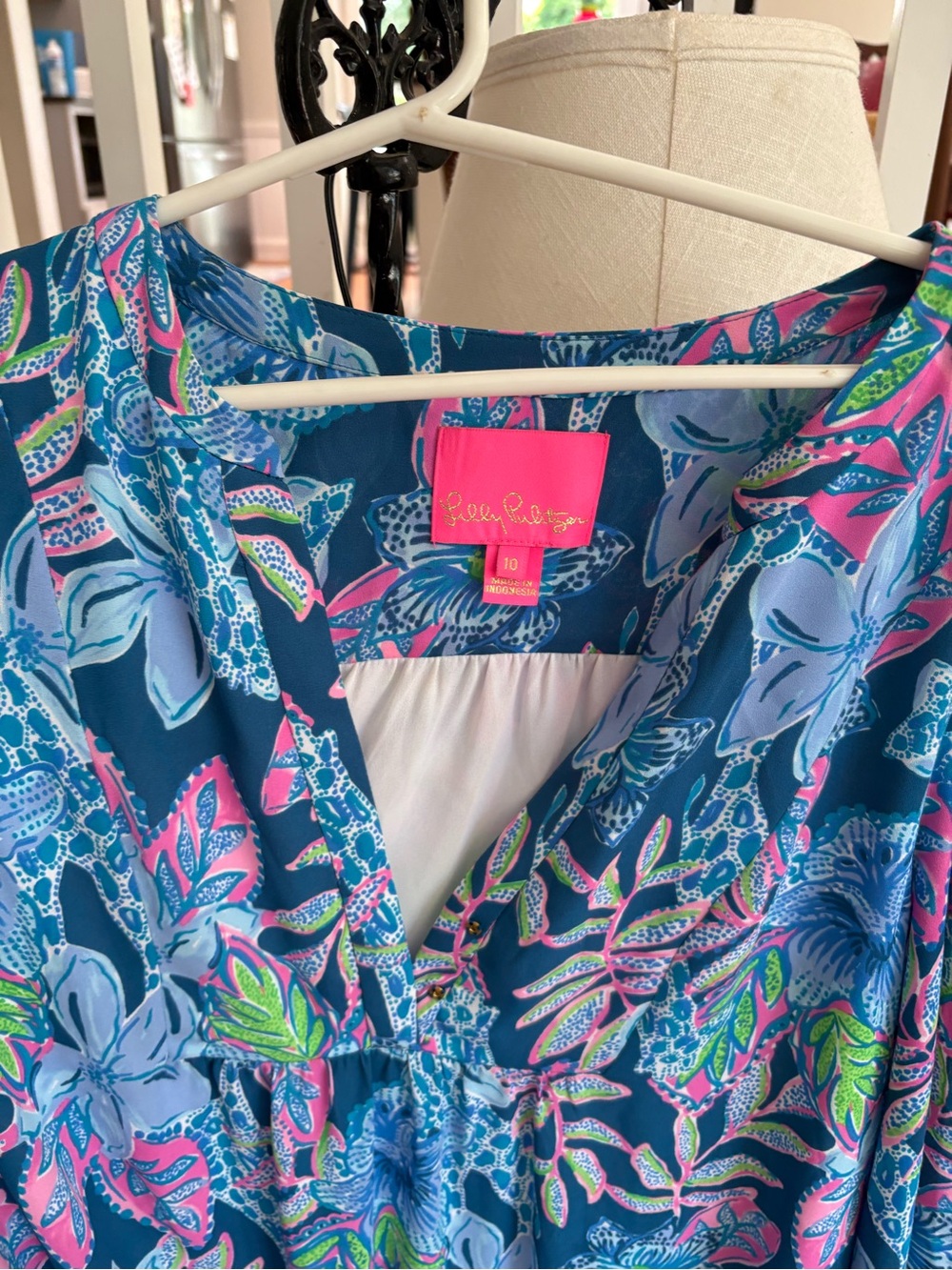 Lilly Pulitzer Navy Floral Mini Dress with Pink, Blue & Green Accents - Picture 2 of 4